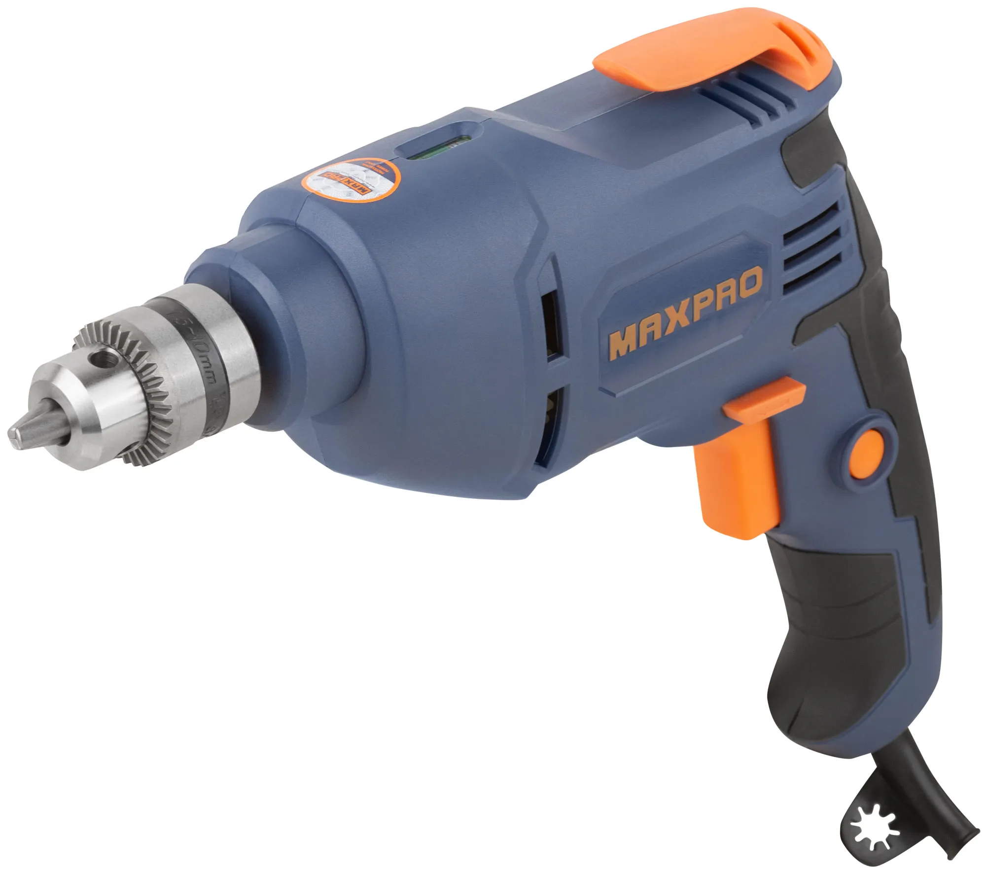 MAX-PRO Дрель Электрическая 450Вт, 0-2700об/мин, ключевой патрон 0,8-10мм, 1,2 кг, коричневые резиновые вставки fit 85051