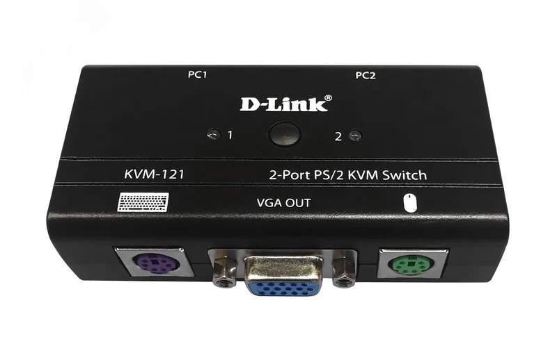 Переключатель KVM 2 порта VGA и PS/2 d-link 122030