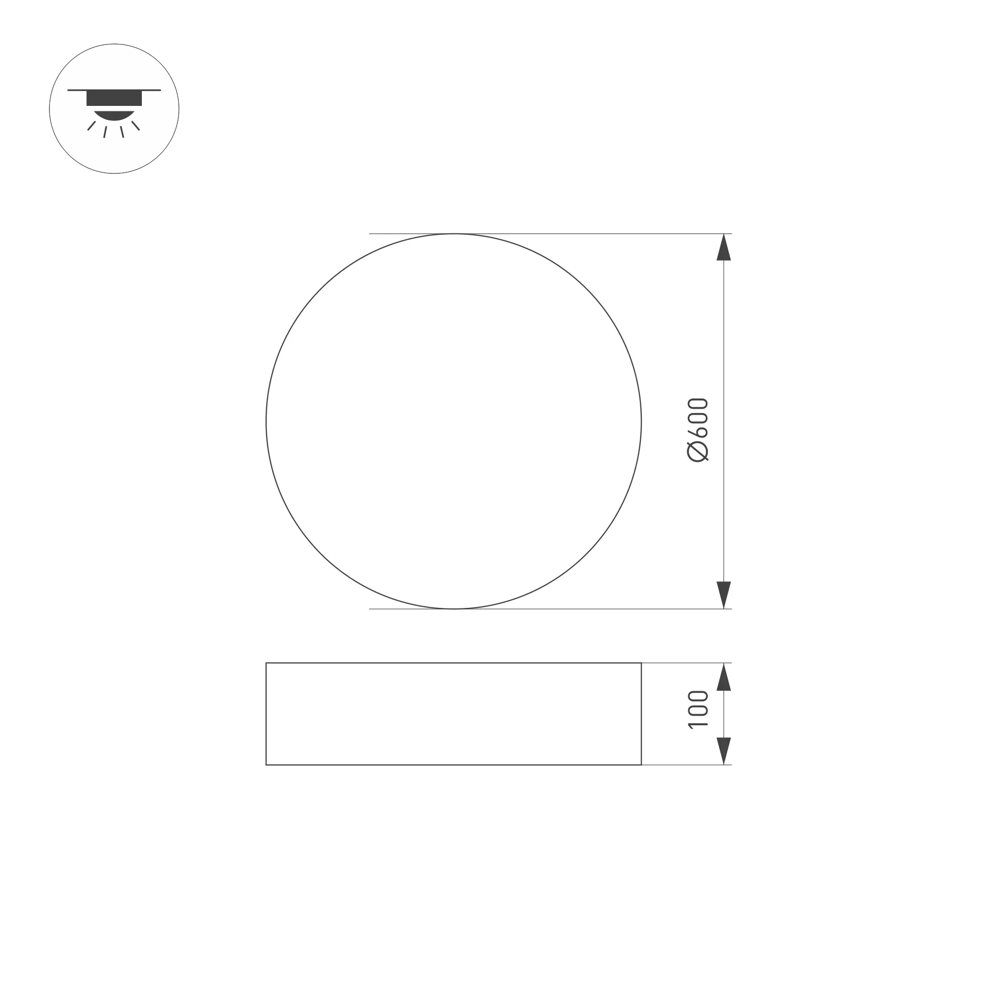 Светильник SP-TOR-PILL-R600-50W Day4000 (WH, 120 deg) (ARL, IP20 Металл, 3 года)