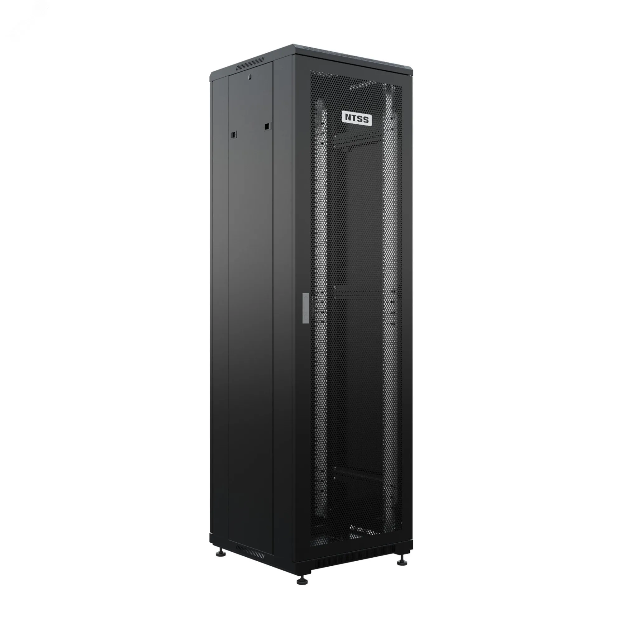 Шкаф напольный универсальный серверный R 32U 600х600мм, 4 профиля 19, двери перфорированная и перфорированная, боковые стенки съемные, регулируемые опоры, разобранный, черный RAL 9005