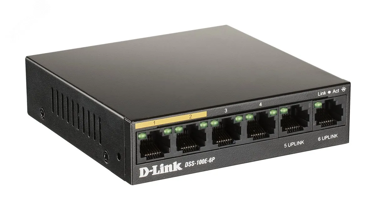 Коммутатор неуправляемый 6 портов RJ45 10 100 Мб/с PoE 55Вт d-link 133492