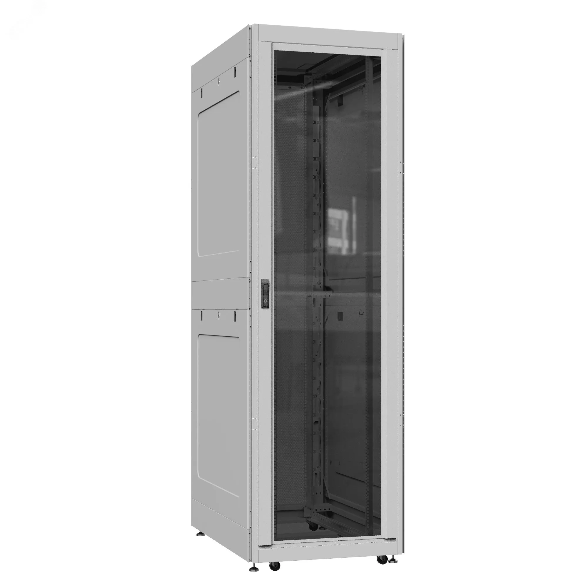 Шкаф серверный 52U 800х1000 передняя дверь: стекло IP41. задняя дверь: двустворчатая глухой металл IP51. боковые панели: глухой металл. цвет: серый RAL7035 