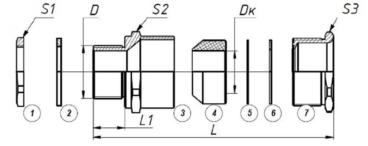 Ех-кабельный ввод ВКВ-НР-М20-14 1Ex db e II Gb X ГОФРОМАТИК