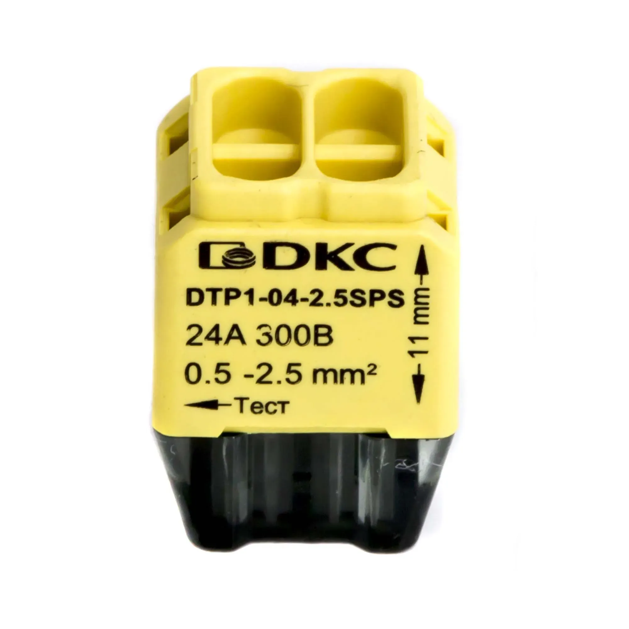 Клемма СМК на 4 проводника до 2,5 кв. мм. на токи до 24А (желтая) Дкс dtp1-04-2.5sps
