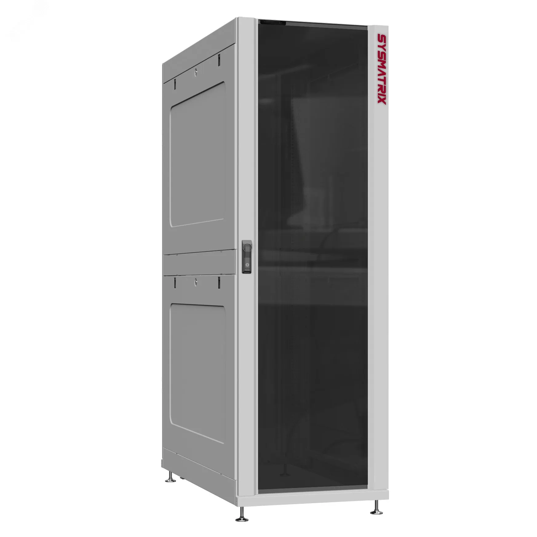 Шкаф серверный 45U 600х1200 передняя дверь: стекло IP41. задняя дверь: одностворчатая глухой металл IP51. боковые панели: глухой металл. цвет: серый RAL7035