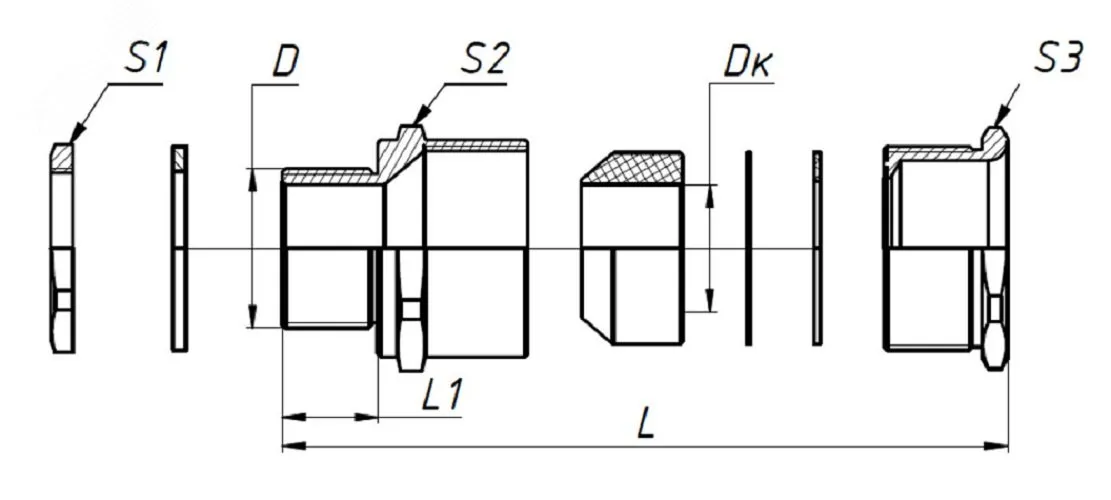Ех-кабельный ввод ВКВ-НР-М20-14 1Ex db e II Gb X ГОФРОМАТИК