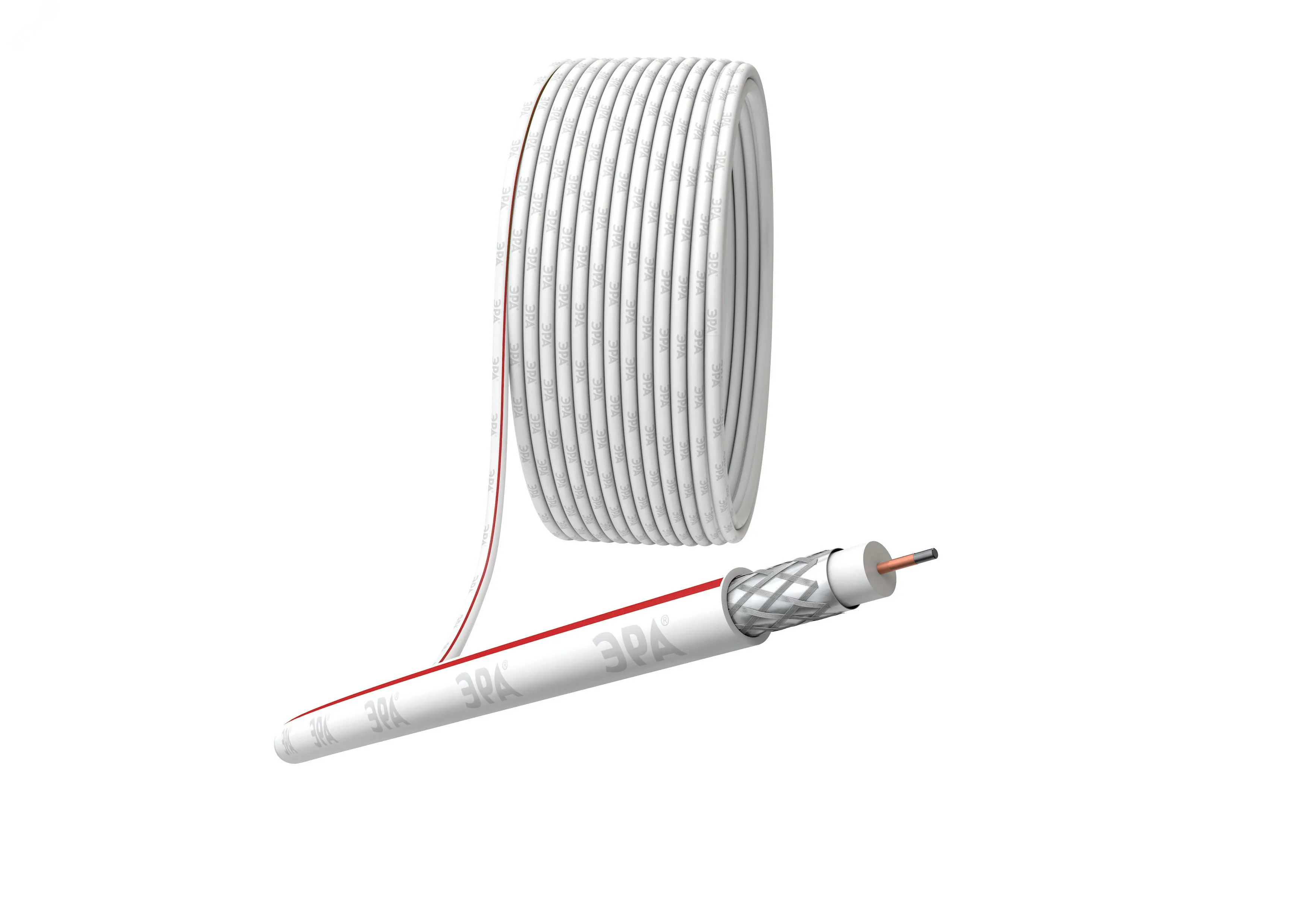 Кабель коаксиальный SAT 50 M75 Ом CCS/(оплётка Al 75%) PVC белый 100м SIMPLE Эра б0044607