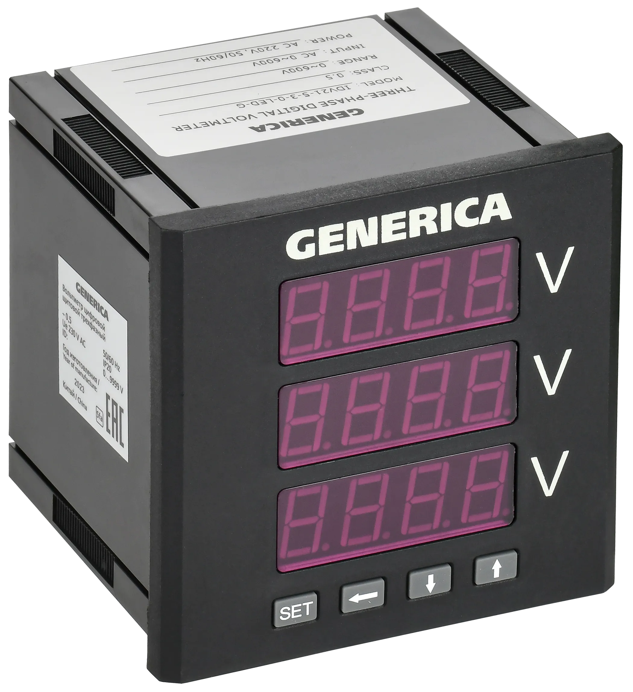 Вольтметр цифровой щитовой трехфазный 96х96мм LED GENERICA