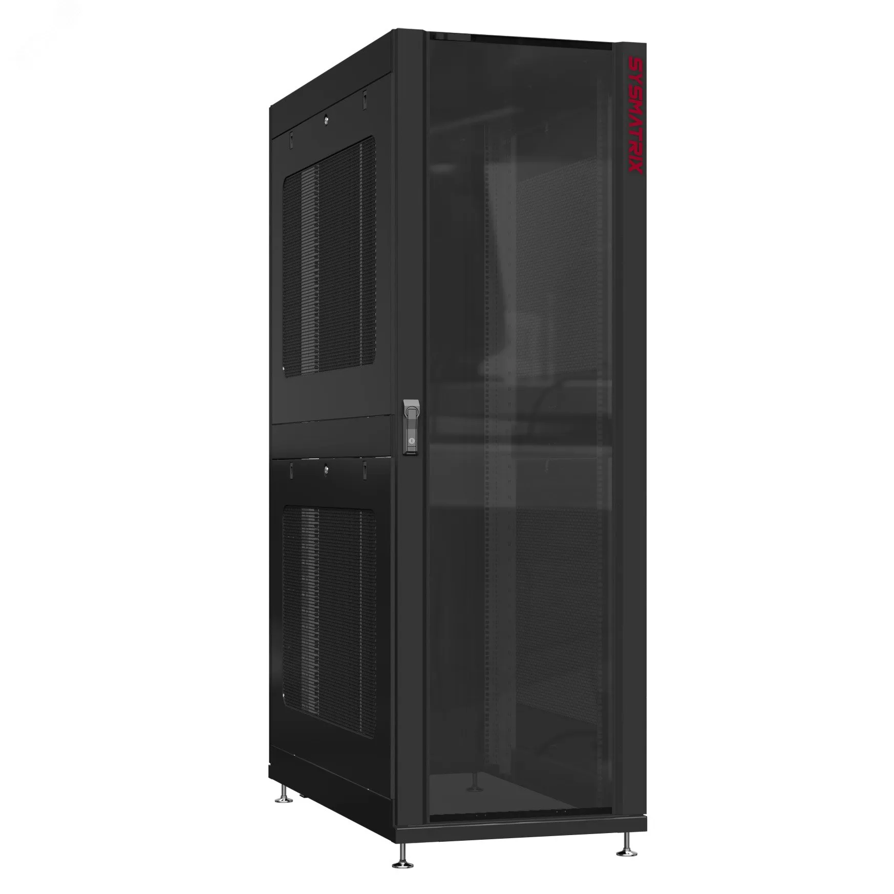 Шкаф серверный 42U 600х1070 передняя дверь: стекло IP41. задняя дверь: двустворчатая глухой металл IP51. боковые панели: перфорированные. цвет: черный RAL9005