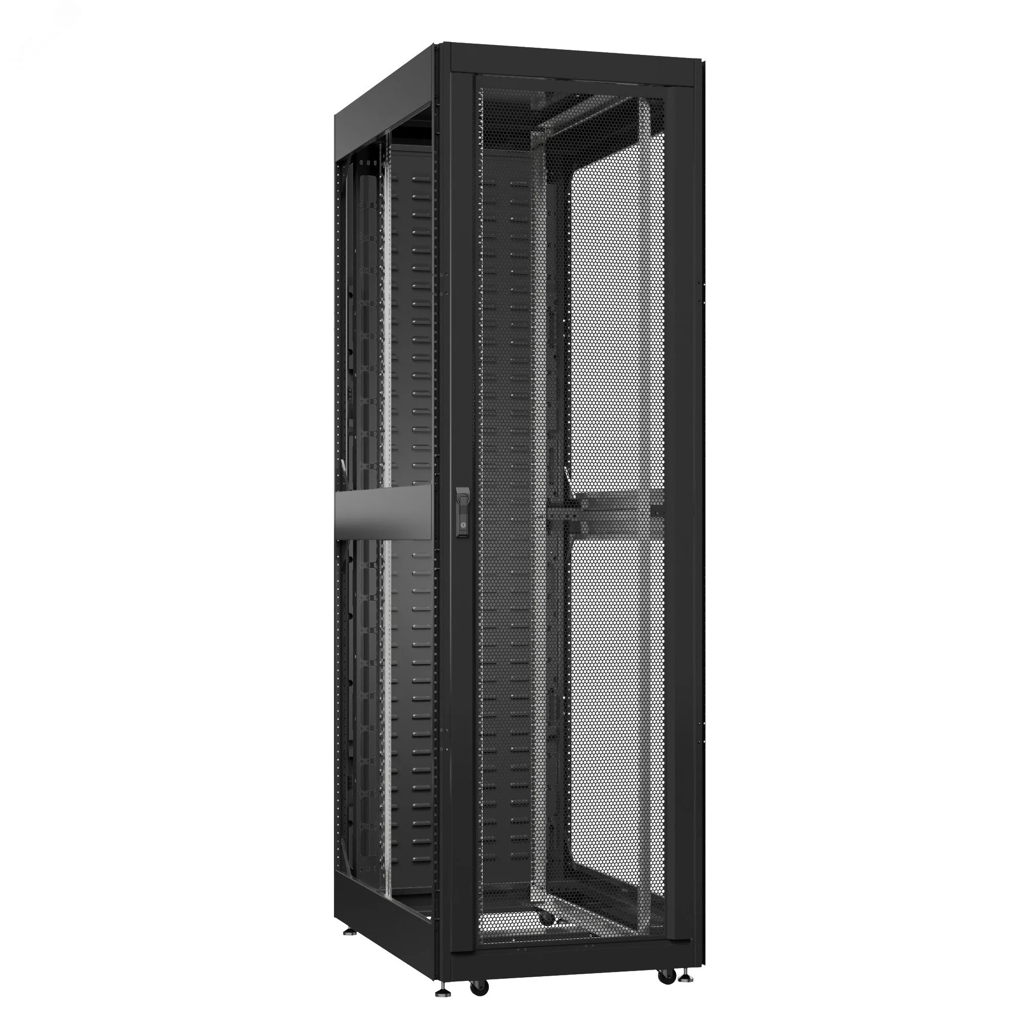 Шкаф серверный 42U 800х1000 передняя дверь: двустворчатая глухой металл IP51. задняя дверь: протект IP41. боковые панели: без. цвет: черный RAL9005