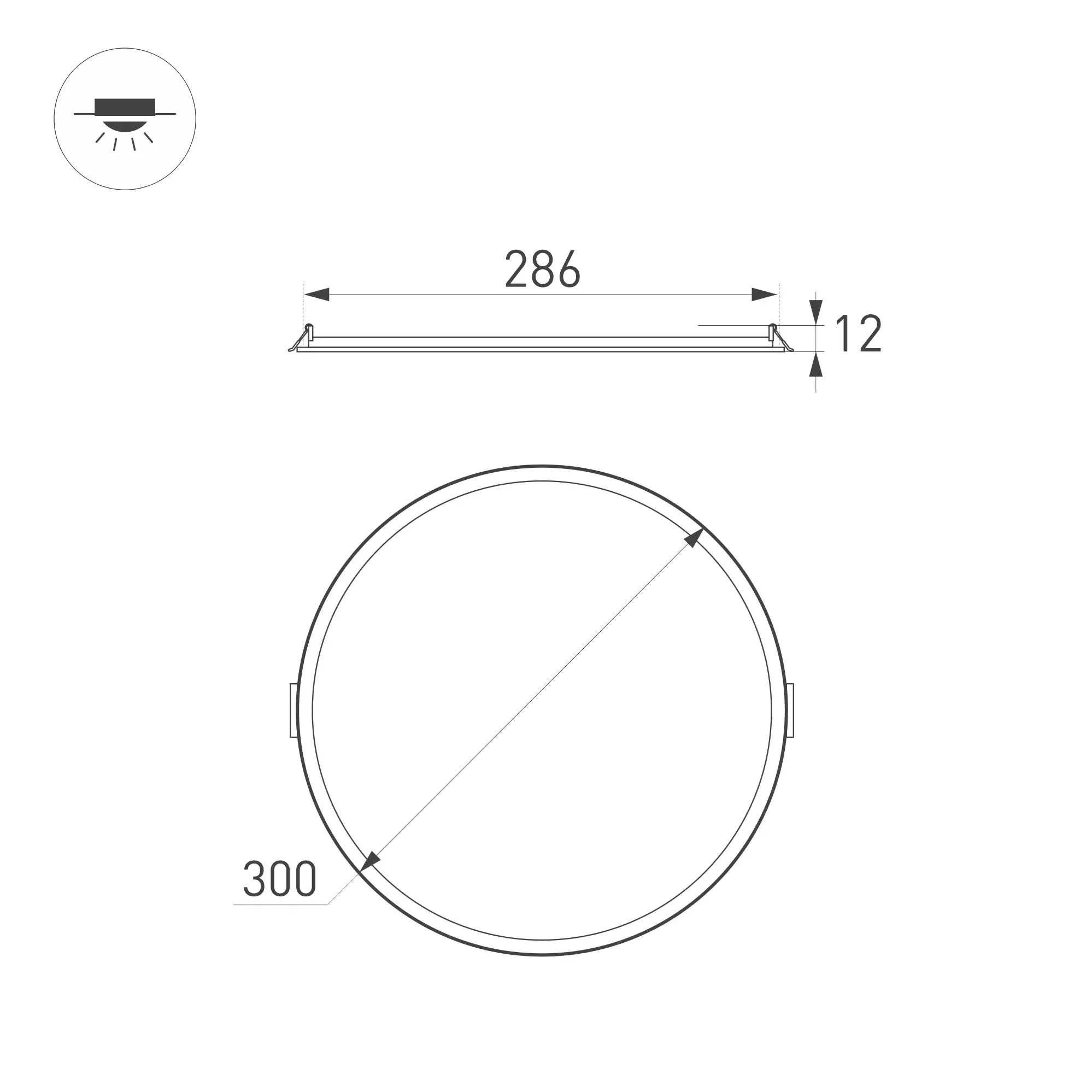 Светильник DL-EDGE-R300-24W Warm3000 (WH, 115 deg, 230V) (, IP40 Металл, 3 года)
