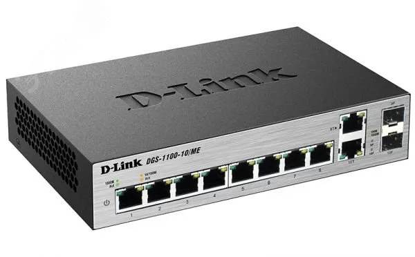 Коммутатор управляемый L2 8 портов RJ45/SFP 10 100 1000 Мб/с d-link 118384