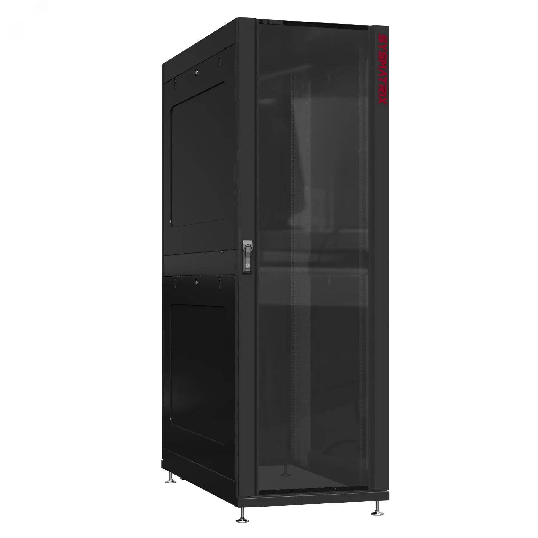 Шкаф серверный 42U 800х1200 передняя дверь: стекло IP41. задняя дверь: двустворчатая глухой металл IP51. боковые панели: глухой металл. цвет: черный RAL9005