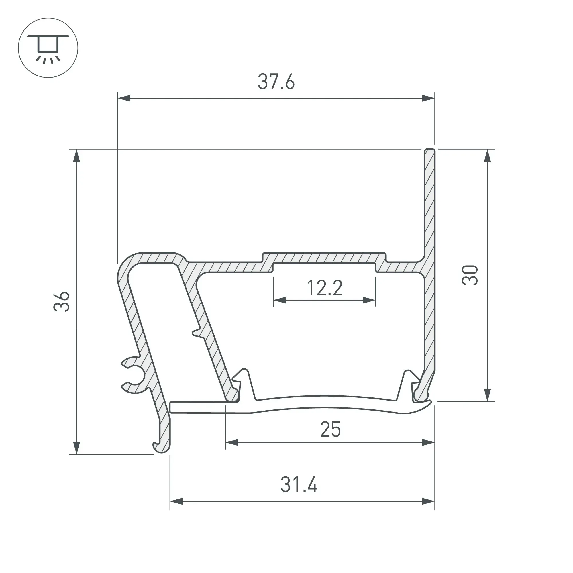 Профиль STRETCH-S-30-WALL-SIDE-2000 (STEP) (Алюминий)