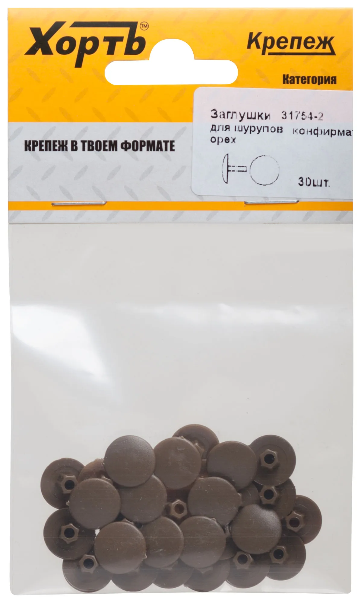 Заглушки под конфирмат орех (30шт) fit 31754-2