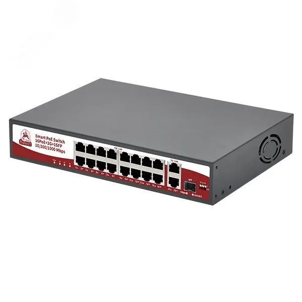 Коммутатор неуправляемый 18 портов RJ45/SFP 10 100 1000 Мб/с РоЕ 250Вт