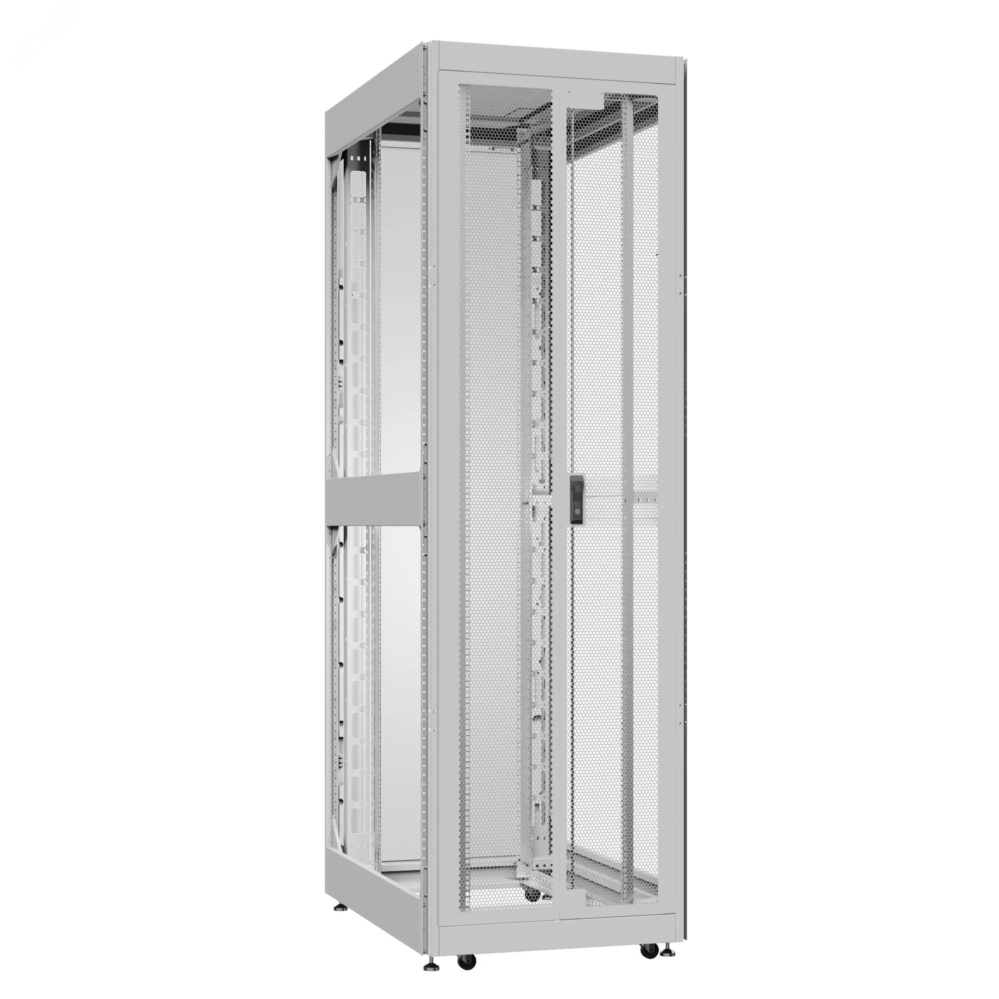 Шкаф серверный 52U 800х1200 передняя дверь: двустворчатая перфорированная IP20. задняя дверь: одностворчатая глухой металл IP51. боковые панели: без. цвет: серый RAL7035 