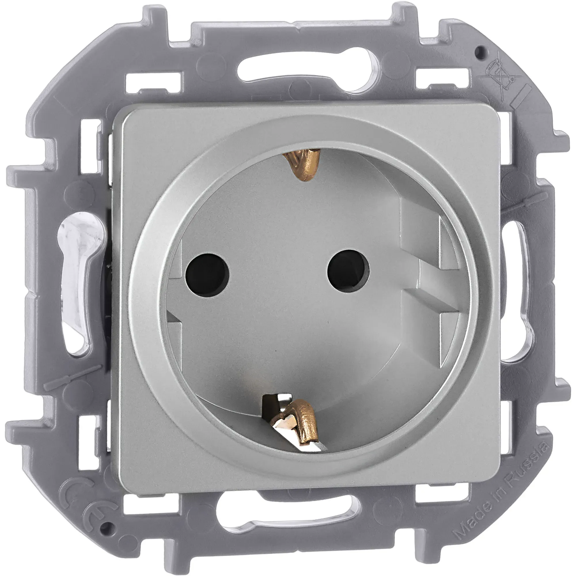 Розетка 2К+З со шторками немецкий стандарт 16 А 250 В~ INSPIRIA алюминий LEGRAND 673732