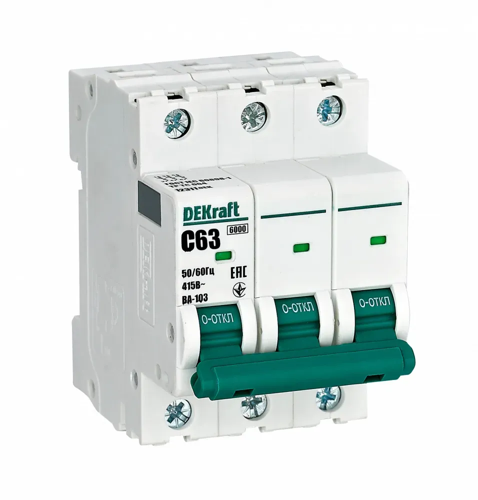 Выключатель автоматический ВА103-3P-063A-C SE (Dekraft) 12311DEK