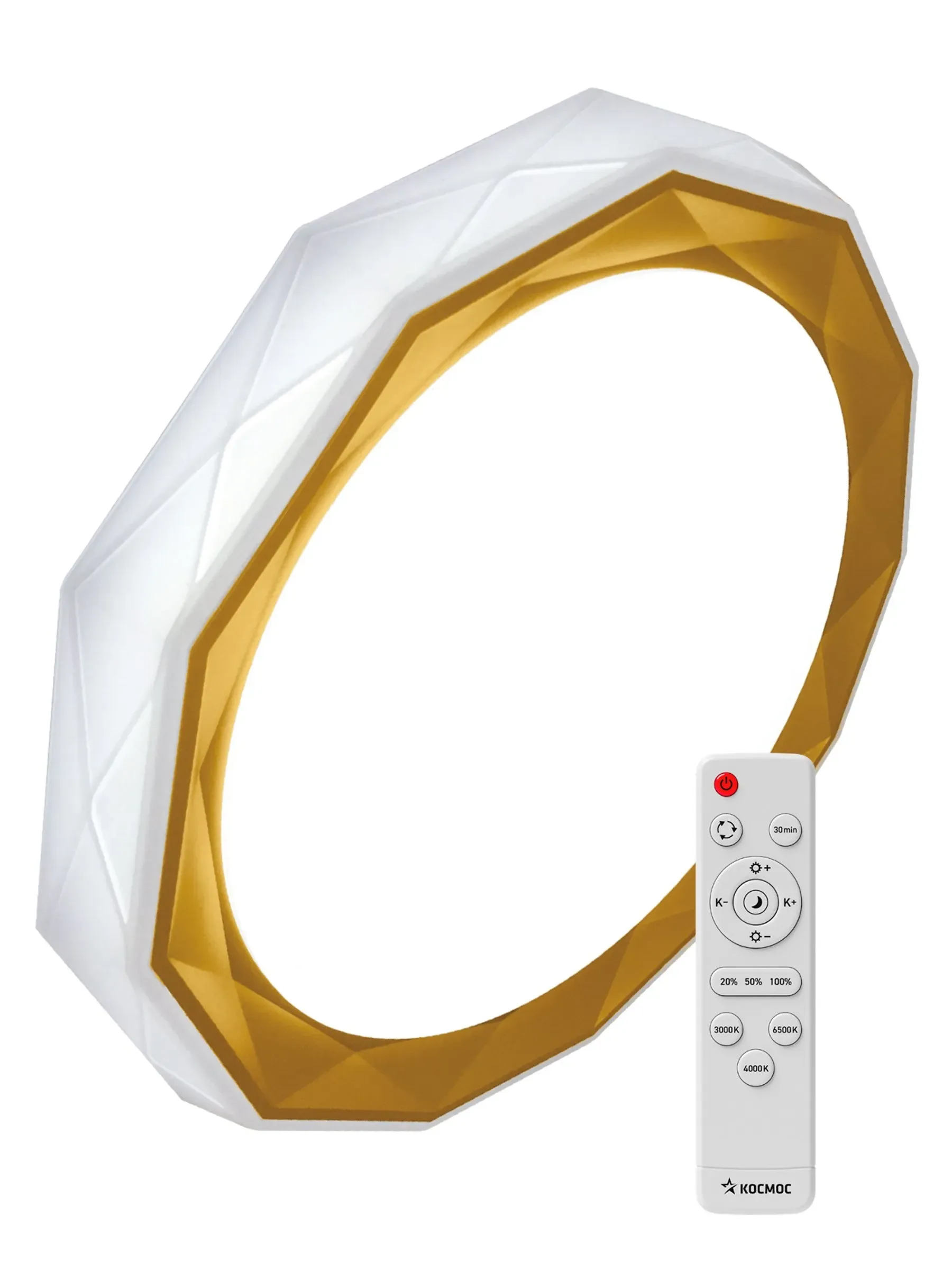 Светильник светодиодный ДБО-75 настенно-потолочный управляемый SIESTA  230В 3000-6500K 6000Лм 525x88мм КОСМОС KSSies75W