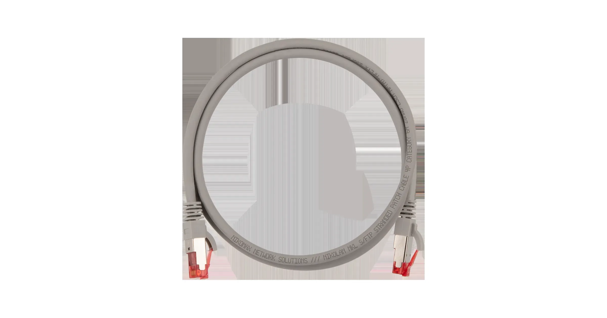 Патч-корд Slim Line S/FTP 4 пары, Кат.6a 2хRJ45/8P8C, T568B, заливной, с защитой защелки, 28AWG (7х0,127мм), LSZH нг(А)-HFLTx, серый, 5м