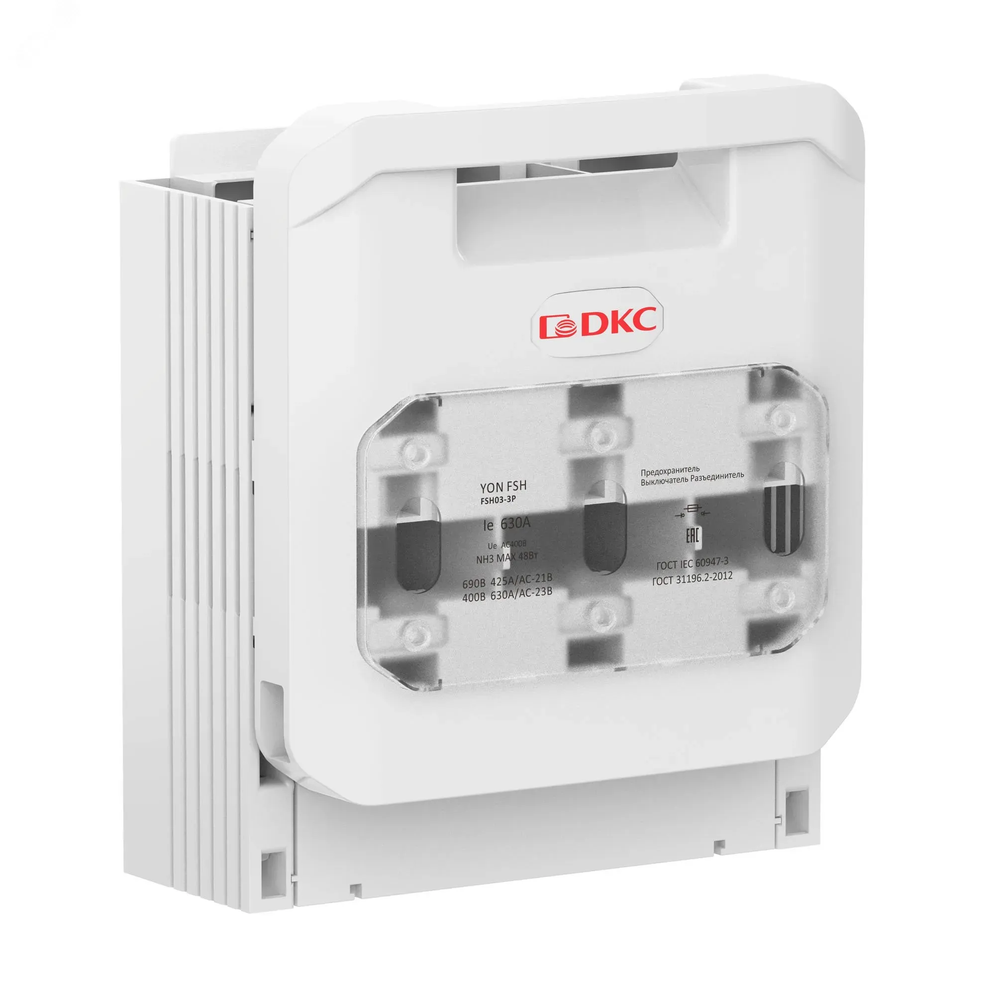 Горизонтальный Предохранитель Выключатель Разъединитель 630А 3P крепление на монтажную плату DKC FSH03-3P