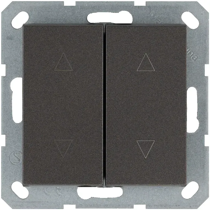 Выключатель двухклавишный для штор 10A 250V~ с накладкой, цвет Мокко Jasmart G3028Z