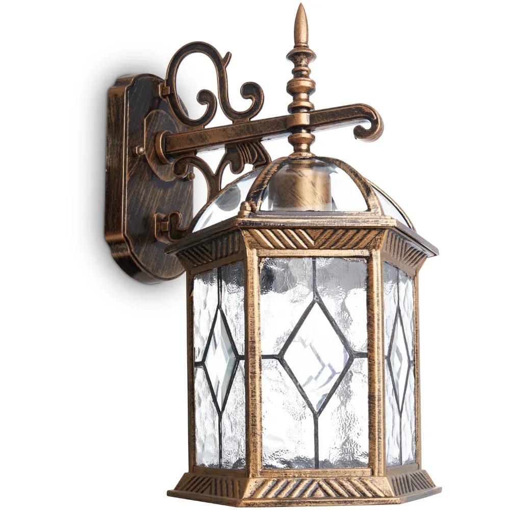 Светильник НБУ-60w вниз Е27 IP44 черное золото FERON 11335