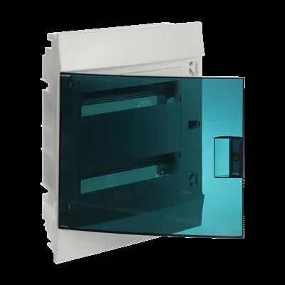 Щит распределительный встраиваемый щрв-п-24       пластиковый mistral41 зеленая прозрачная дверь с  клеммами ip41 ABB 1SLM004101A1205