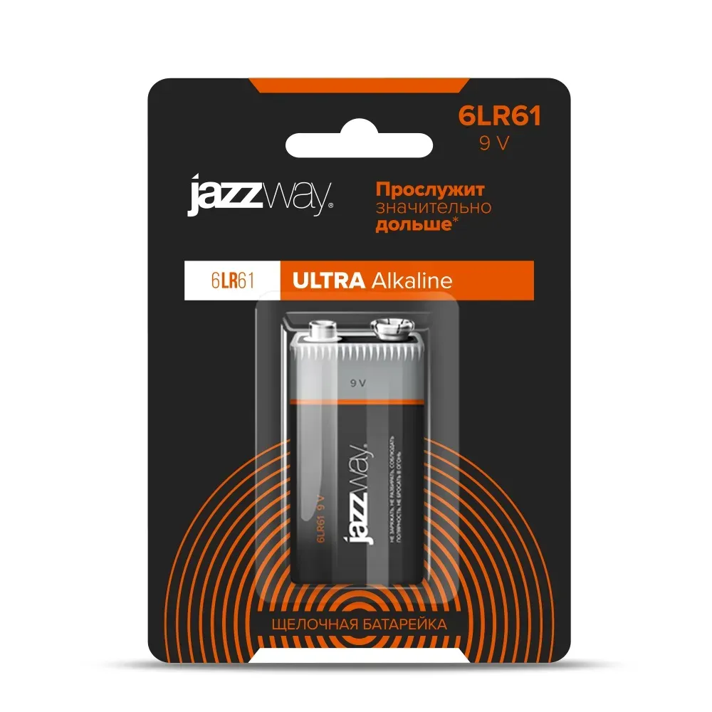 Элемент питания 6LR61, крона JAZZway Ultra PLUS, блистер, 1 шт. JazzWay 5005075