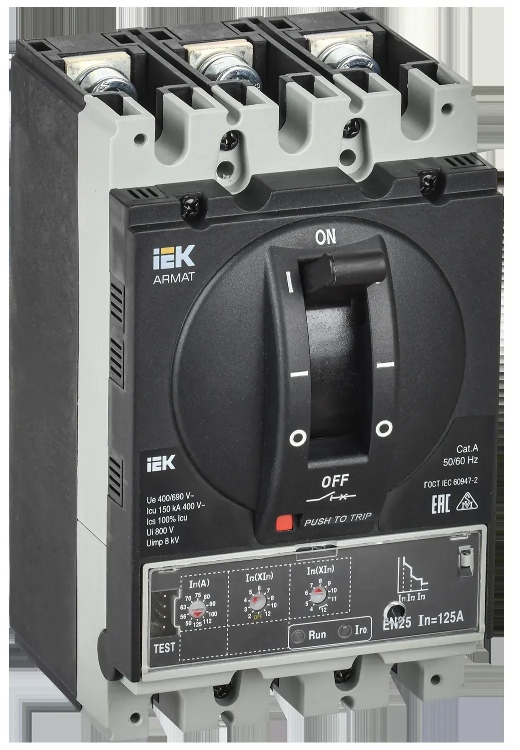 Armat автоматический выключатель в литом корпусе 3p типоразмер a 150ка 125а расцепитель электронный стандартный IEK AR-MCCB-3A-150-0125A-ELSC