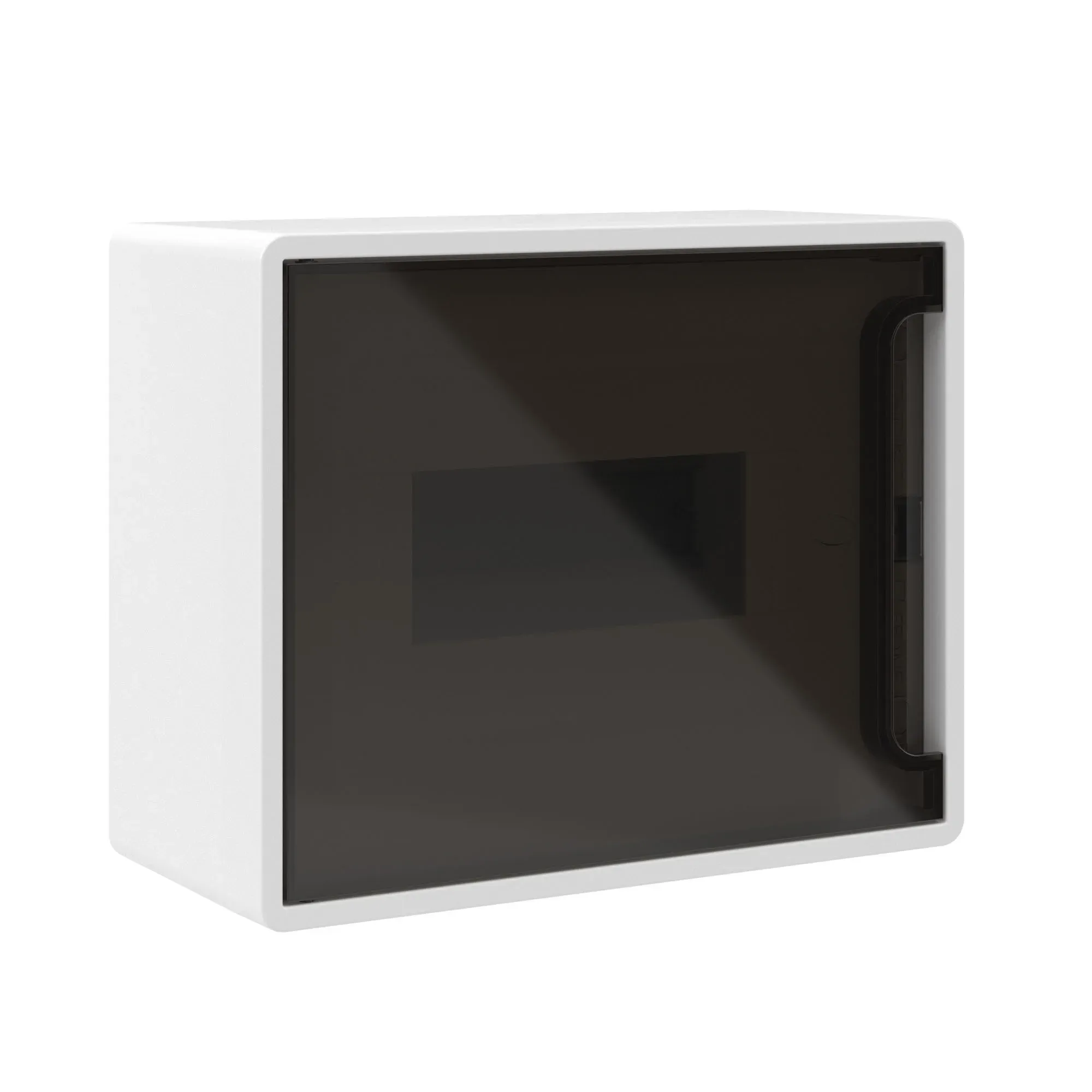 Щит 8 мод настенный, белый, с тонированной дверцей, с 1 шиной pen на 8 отв. ДКС F08W1WD