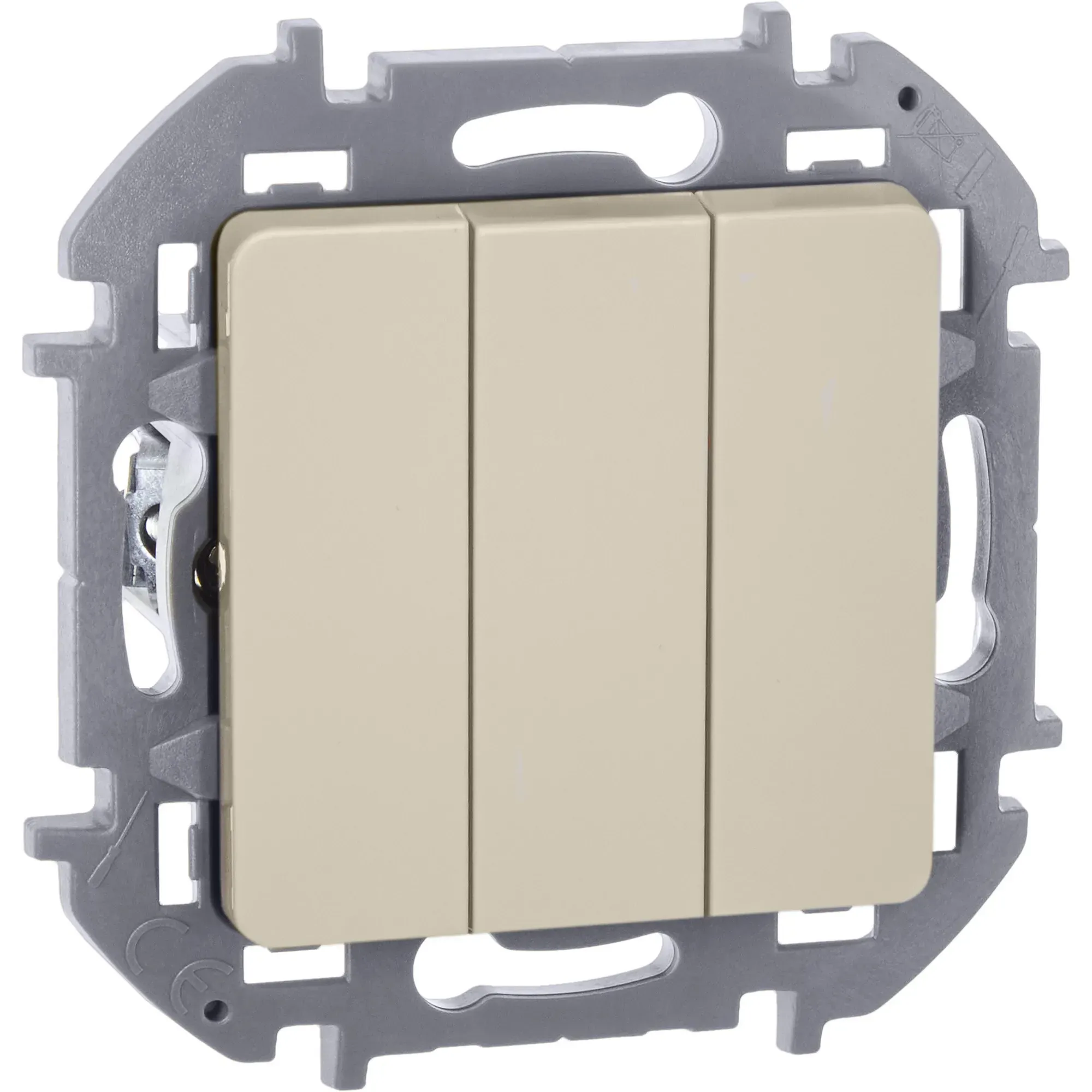 Выключатель трёхклавишный Inspiria 10АХ 250В винтовые зажимы - слоновая кость LEGRAND 673541