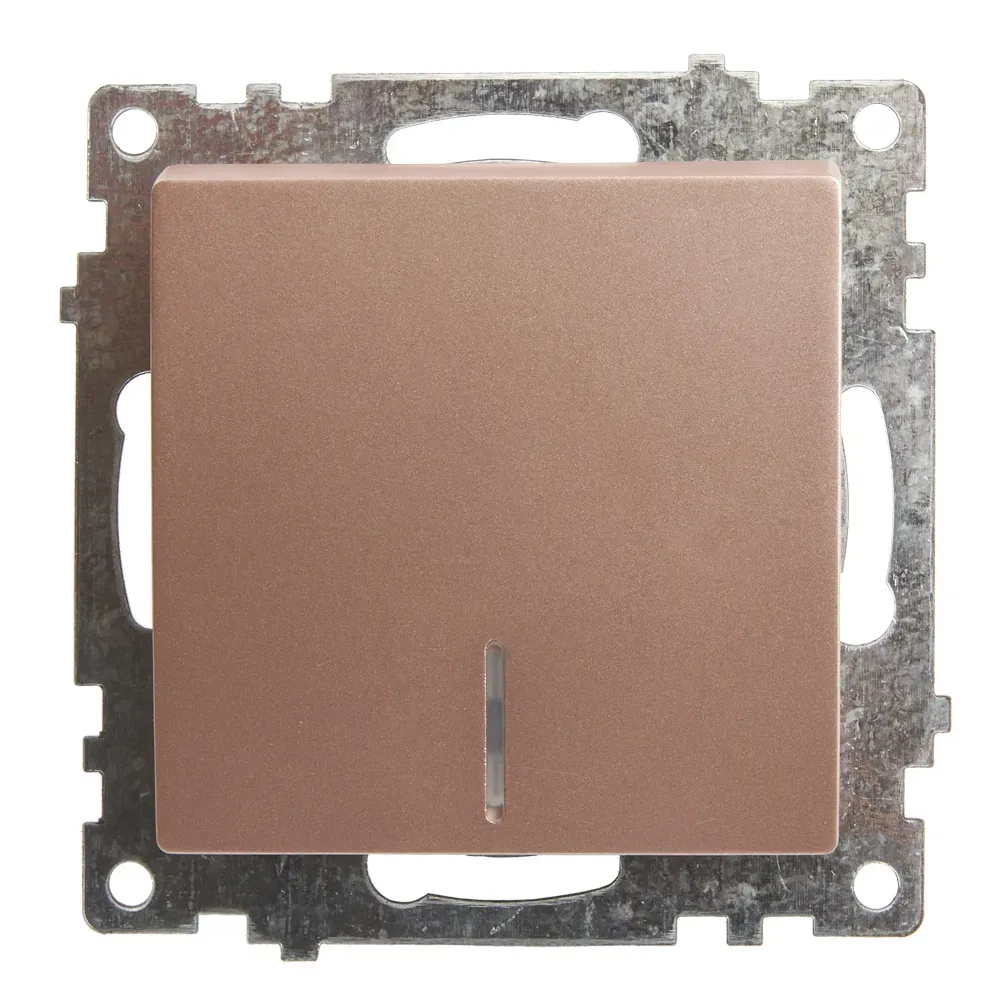 Выключатель 1-клавишный c индикатором, шампань FERON 39591