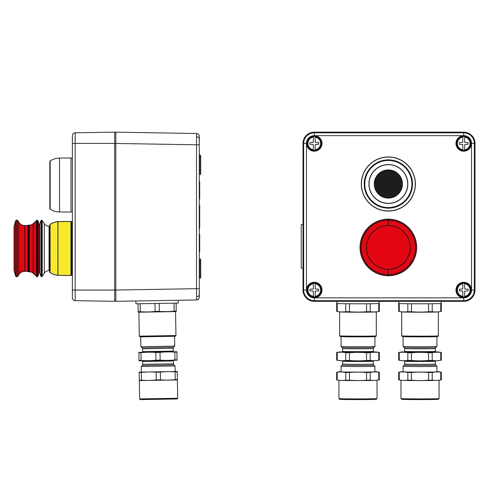 Взрывозащищенный пост управления из алюминия CPE-A-12-(1xP1B(11)-1xP3E(11))-2xKA2MHK(C)1Ex d e IIC Т5 Gb / Ex tb IIIC T95°C Db IP66 DKC 2201.121.22.11C