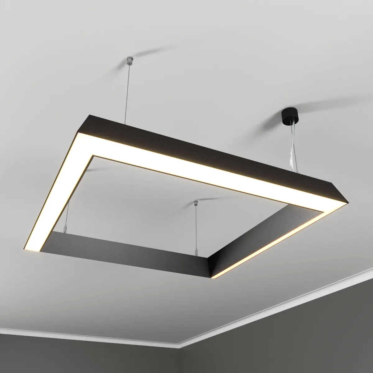 Светильник светодиодный RVE-PLS5070-BOX-TILT-OUT-558-P (Квадрат наружу накл. 30 558x558x83мм сег. 558мм 50x70мм 50Вт подвесной 4000K Анод) RVElektro RVE00000713