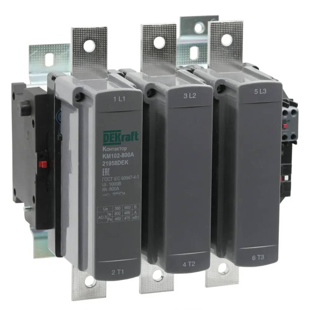 Контактор 800А 220В АС АС3  АС4 1НО+1НЗ КМ-102 SE (Dekraft) 21958DEK