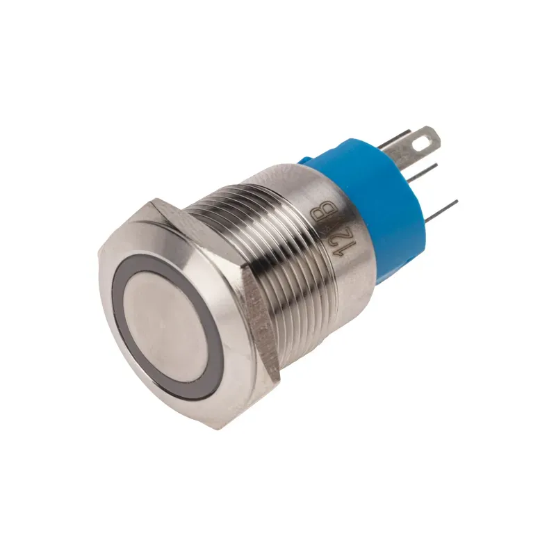 Кнопка антивандальная 19 12В Фикс (5с) ON-OFF/OFF-ON подсв/синяя REXANT 36-3421