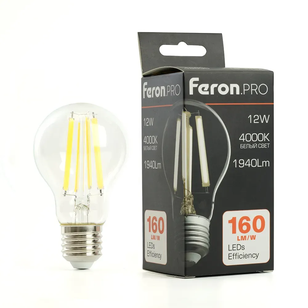 Лампа светодиодная LED 12вт Е27 белый FILAMENT Feron.PRO