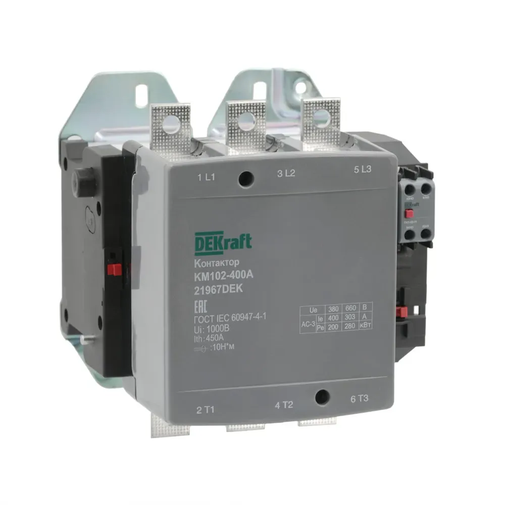 Контактор 400А 220В АС АС3  АС4 1НО+1НЗ КМ-102 SE (Dekraft) 21967DEK