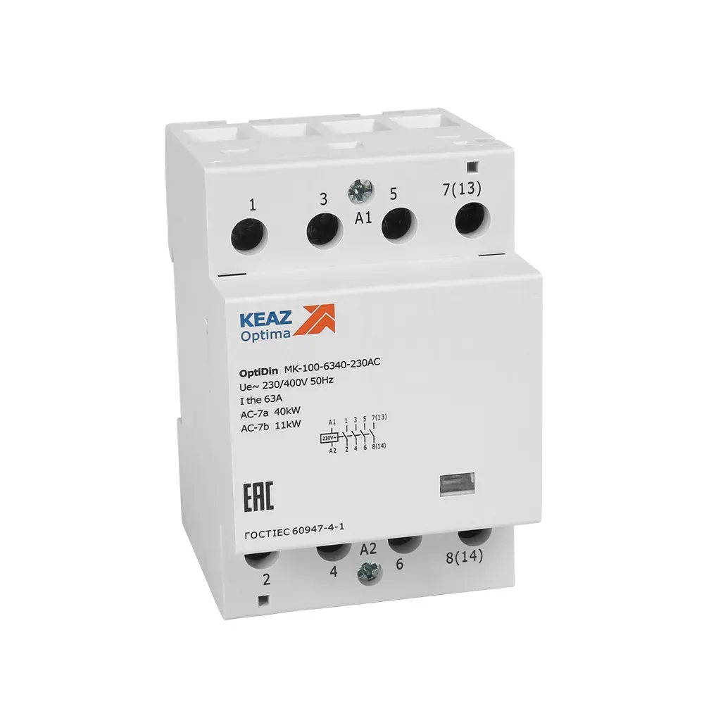 Контактор 230В AC 2НО 2НЗ 63А OptiDin MK-100-6322-230AC КЭАЗ Optima (от-ка) 321215