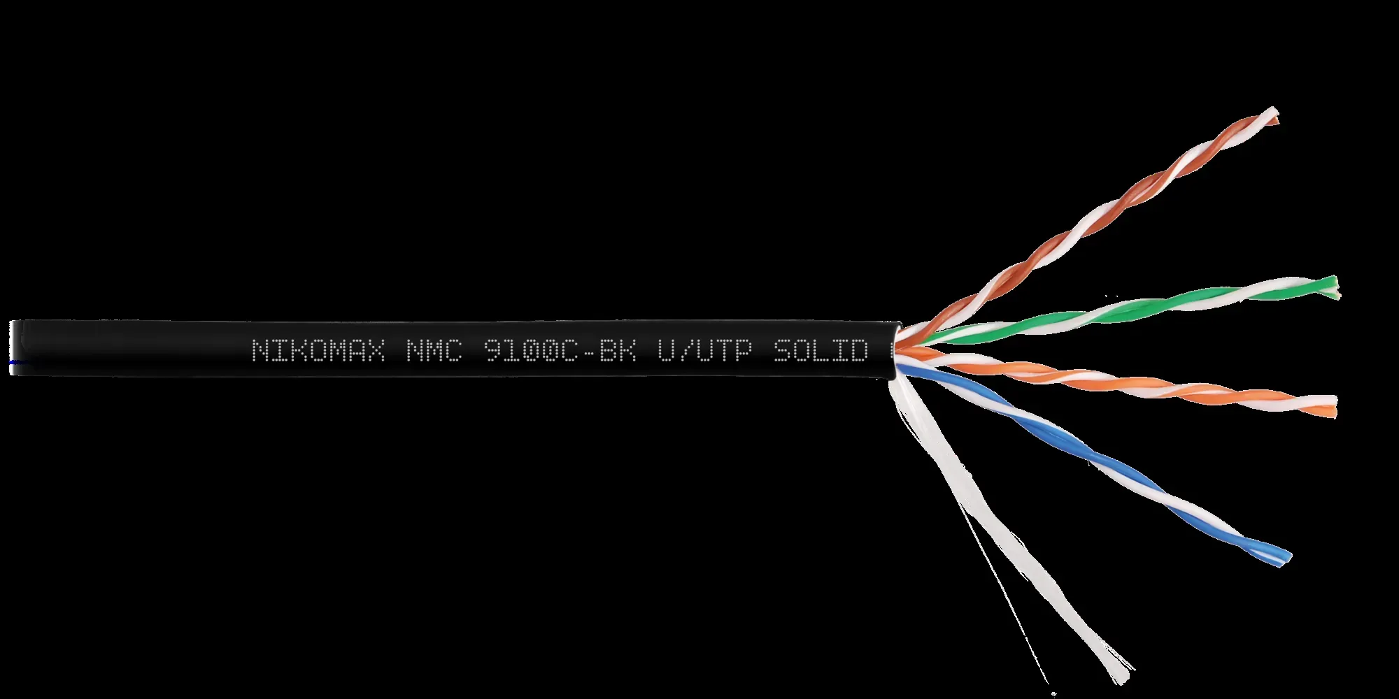 Витая пара U/UTP 4 пары Кат 5e solid BC AWG24 (0.52мм) IN LSZH нг(А)-HF черный 305м