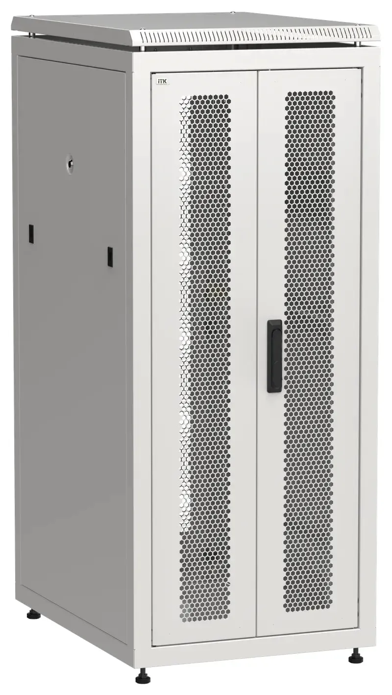 Шкаф напольный сетевой 19' linea n 28u 600х800мм передняя распашная перфорированная дверь задняя перфорированная серый ITK LN35-28U68-2PP