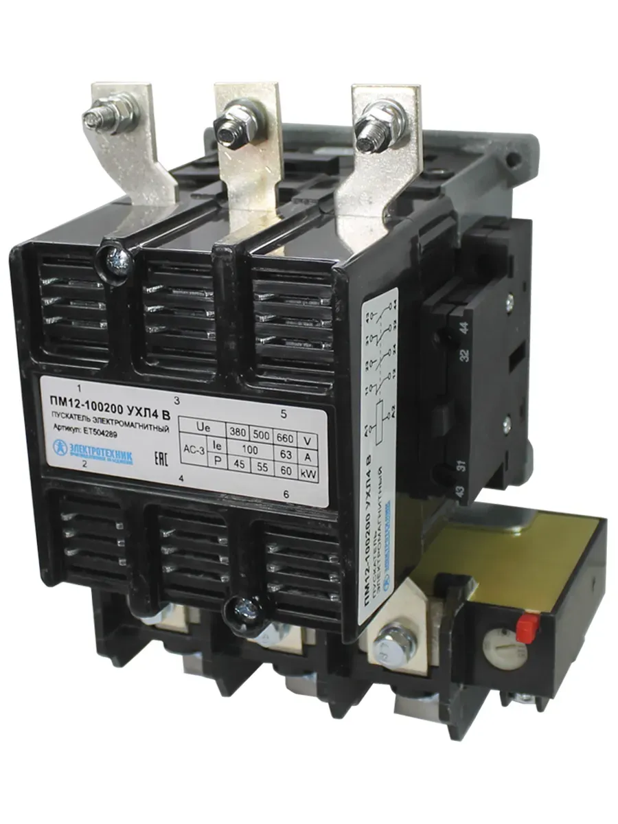 Пускатель ПМ12-100200 УХЛ4 В 380В/50Гц 2з+2р 100А нереверсивный с реле РТТ-325 85 Электротехник ET504289