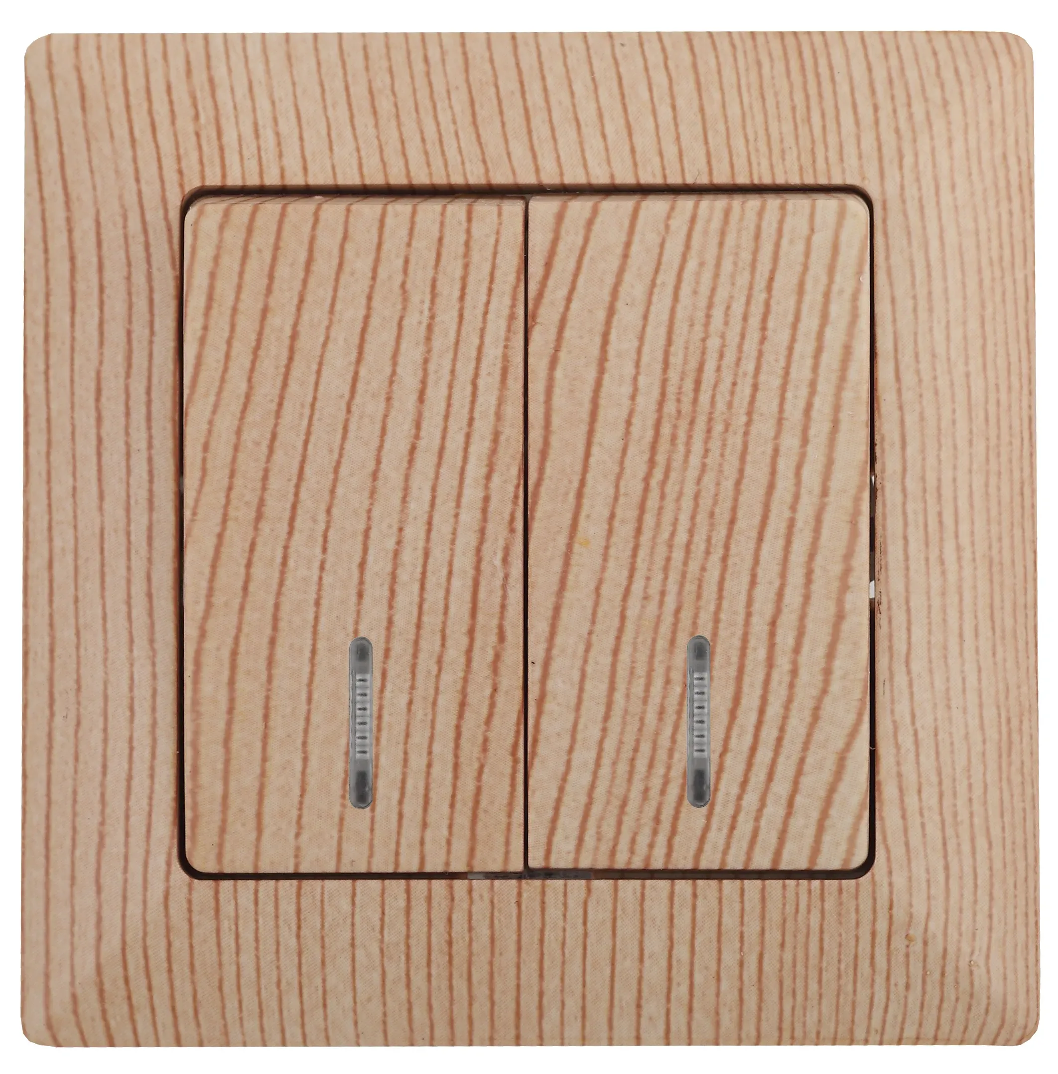 Выключатель Intro Solo 4-105-11 двухклавишный с подсветкой, 10А-250В, IP20, СУ, сосна ЭРА Б0053600