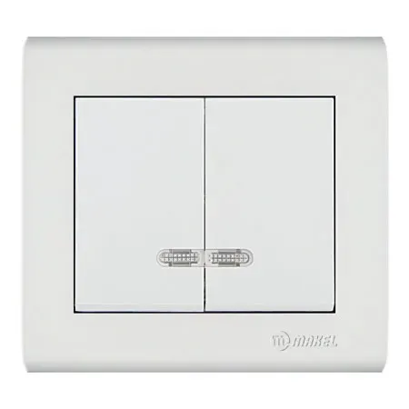 MANOLYA ВЫКЛЮЧАТЕЛЬ 2х КЛАВИШНЫЙ С ПОДСВЕТКОЙ Makel 41001023