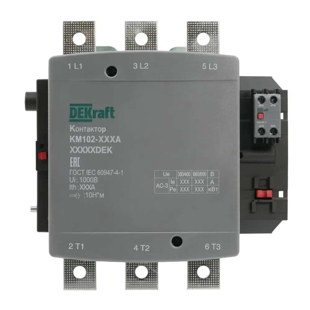 Контактор 500А 380В АС АС3  АС4 1НО+1НЗ КМ-102 SE (Dekraft) 21971DEK