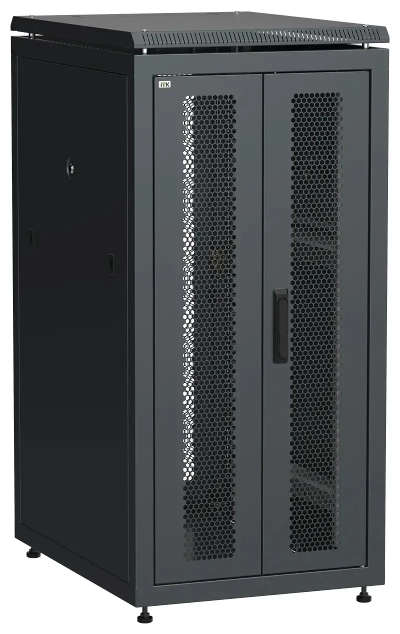 Шкаф напольный сетевой 19' linea n 24u 600х800мм передняя распашная перфорированная дверь задняя перфорированная черный ITK LN05-24U68-2PP