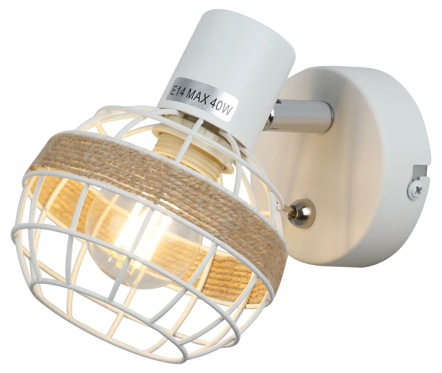 Светильник настенно-потолочный спот AnseЛмa 7034-701 1 x E14 40 Вт поворотный с выключателем Rivoli Б0051974