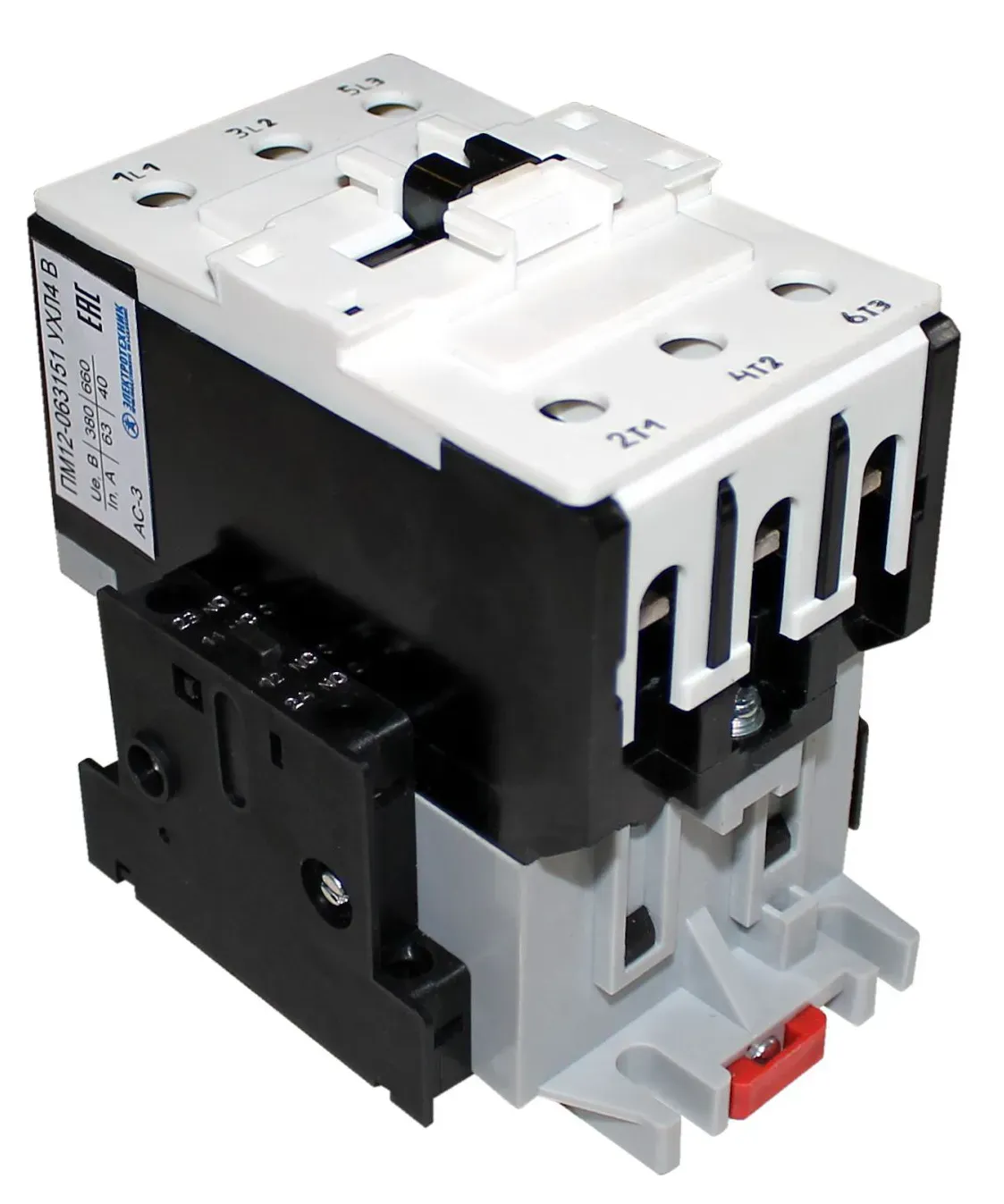 Пускатель электромагнитный ПМ12-063151 УХЛ4 В, 380В/50Гц, 2з+2р, вариант К, 63А, нереверсивный, без реле, IP20 Электротехник ET000160